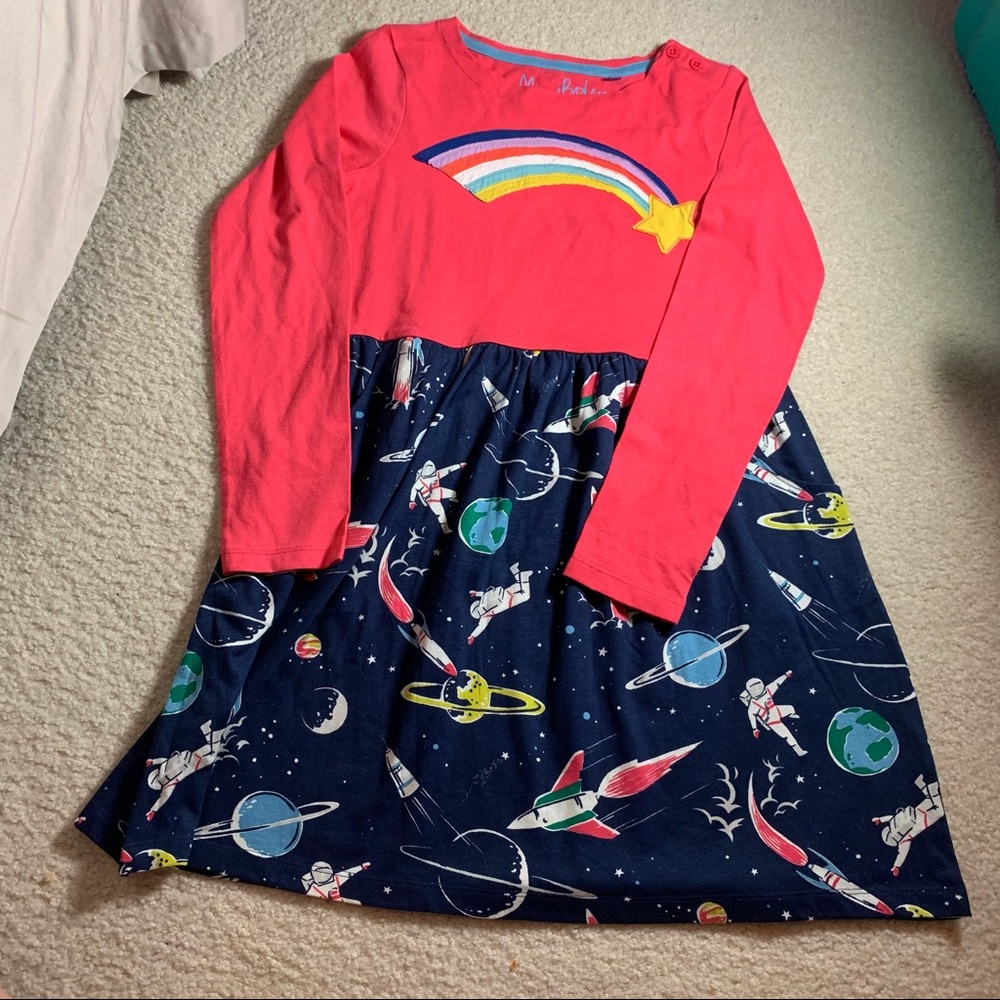 Mini Boden Pink and Navy Astronaut Dress